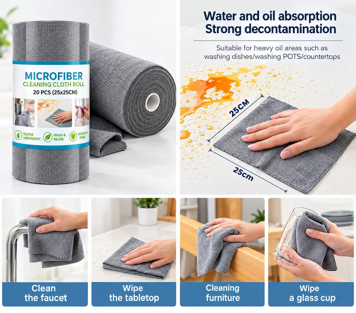 Microfiber Cleaning Cloth Roll