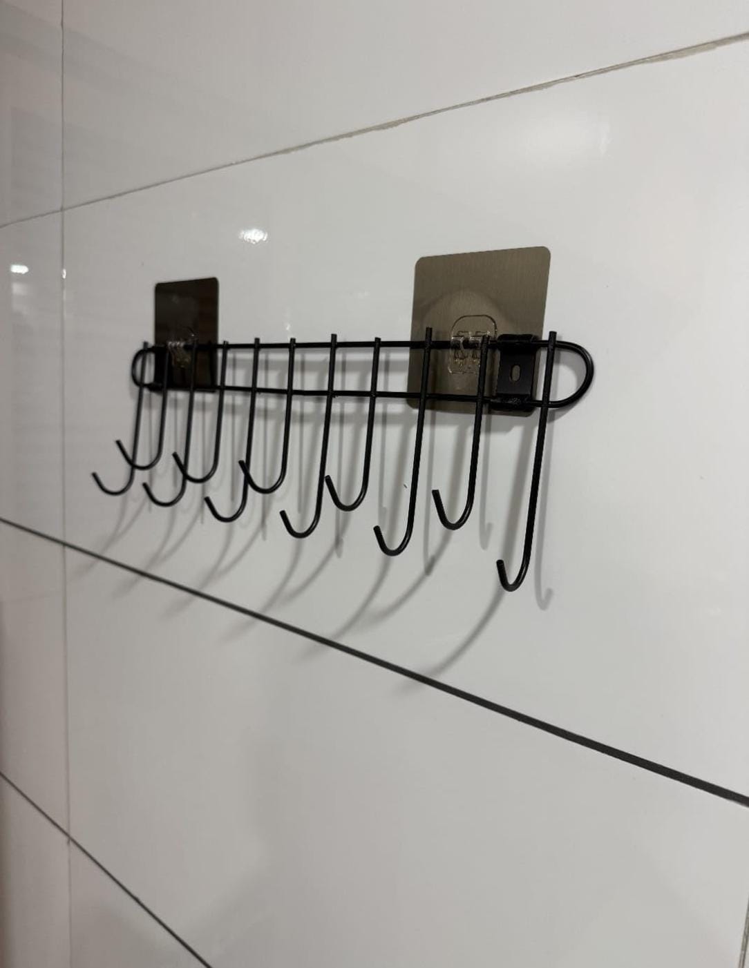 Wall Mounted Kitchen Utensil Holder Rack with 11 Hooks | Heavy Duty Metal Hanging For Kitchen Tools