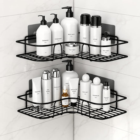 2 PC Self-Adhesive Bathroom Corner Shelves