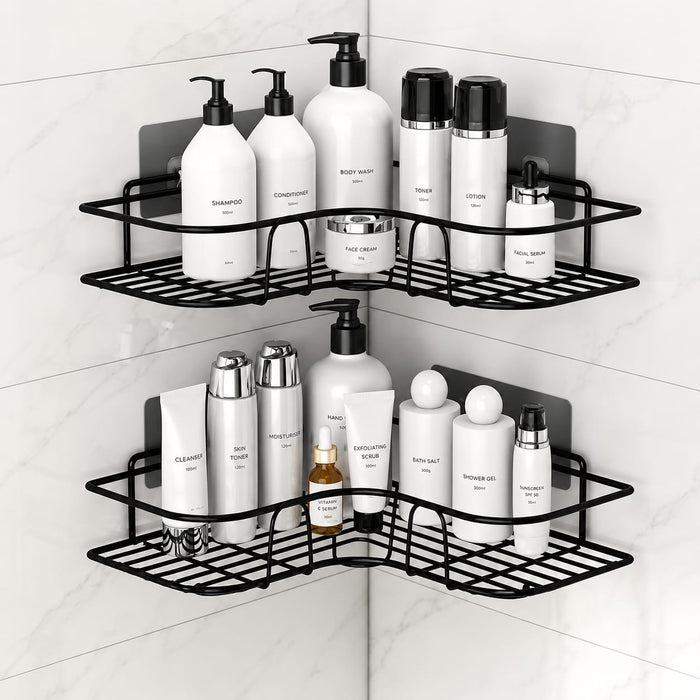 2 PC Self-Adhesive Bathroom Corner Shelves