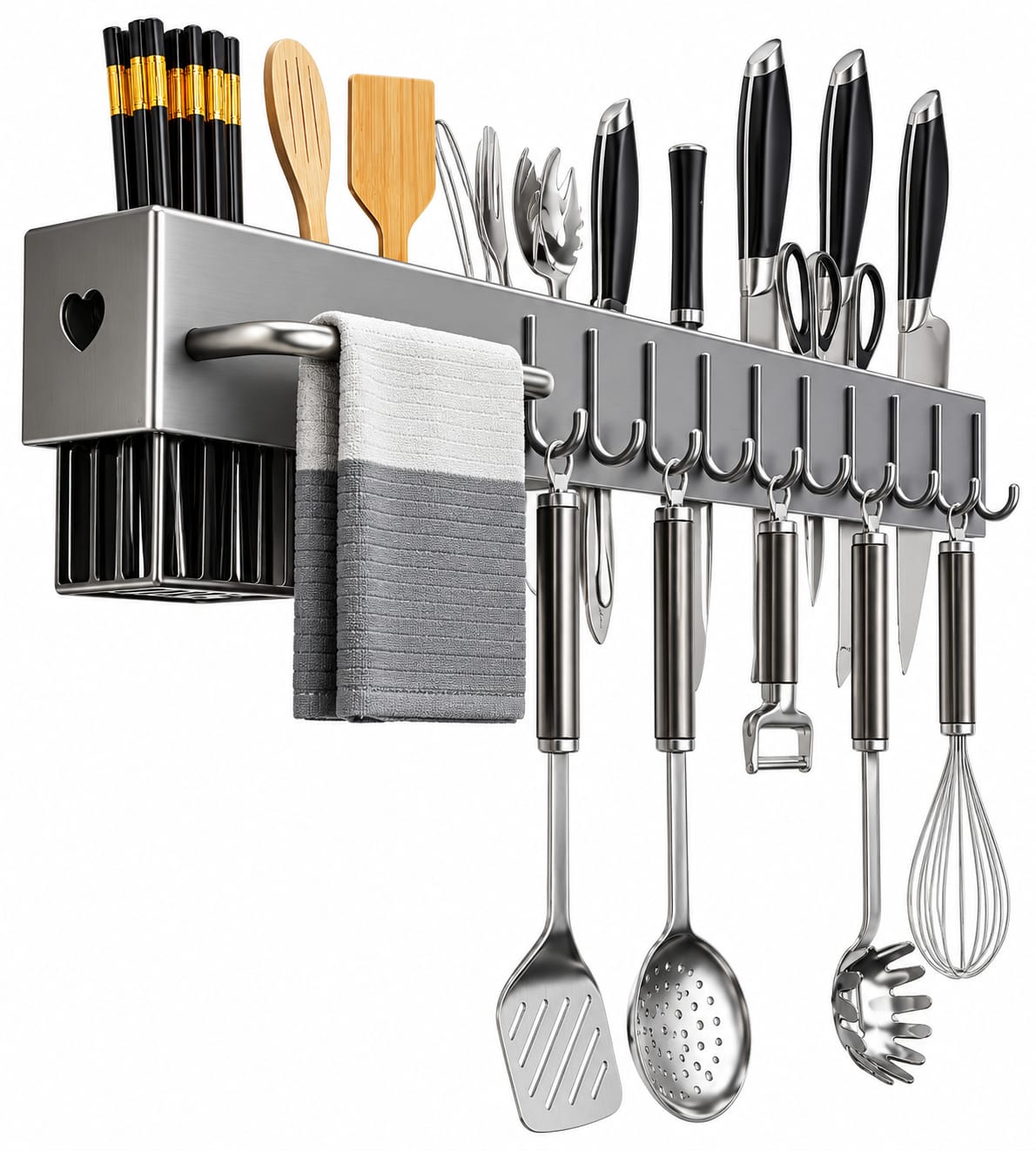 Kitchen Utensil Organizer Rack with Hooks