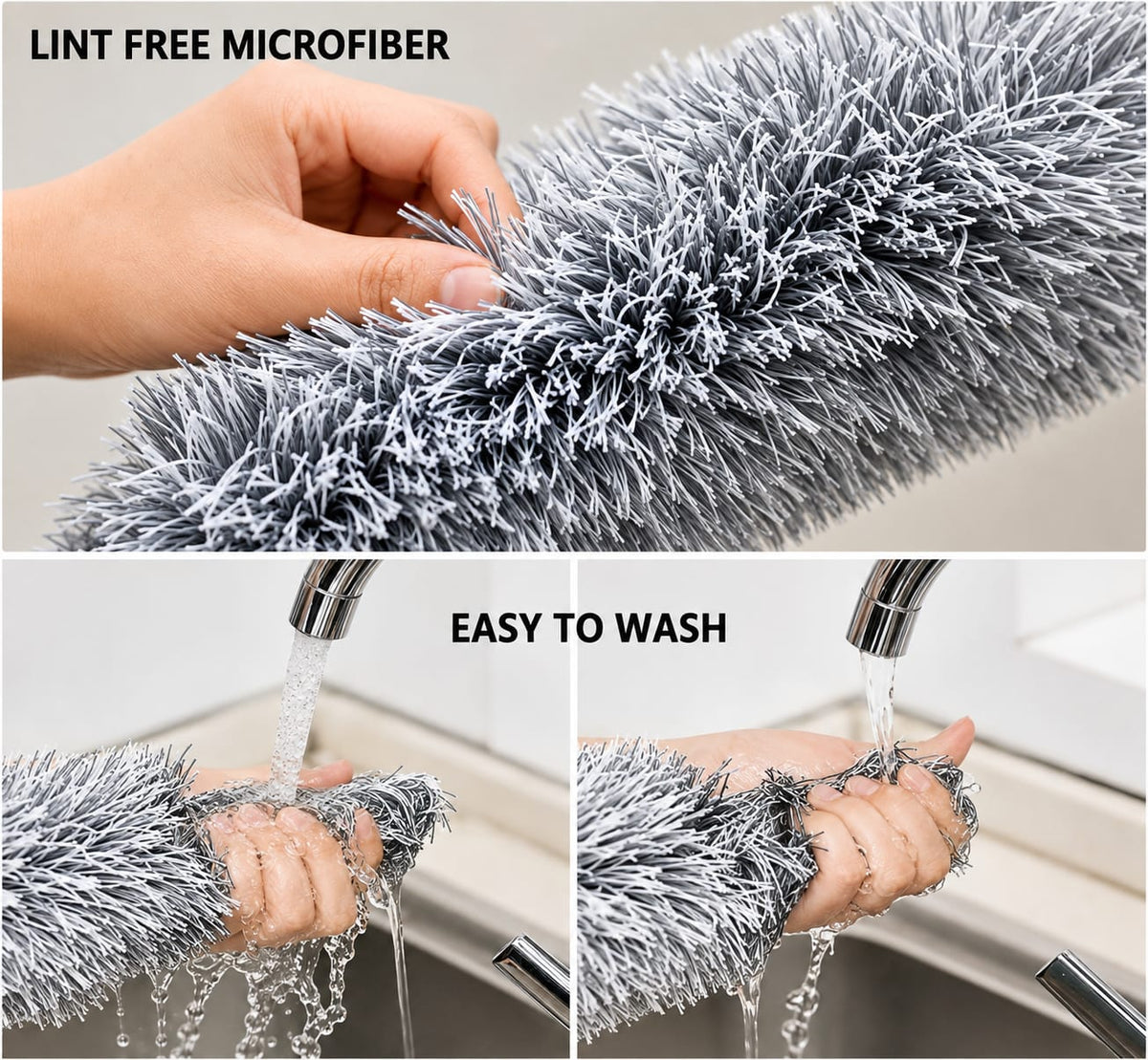 Microfiber Duster with Extendable Pole, 100 Inch, Bendable Head for ceiling Fans and High Places
