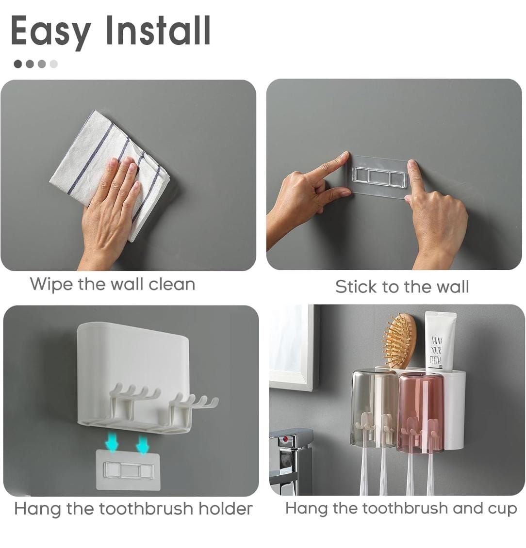 Wall Mounted Toothbrush Holder for Bathroom